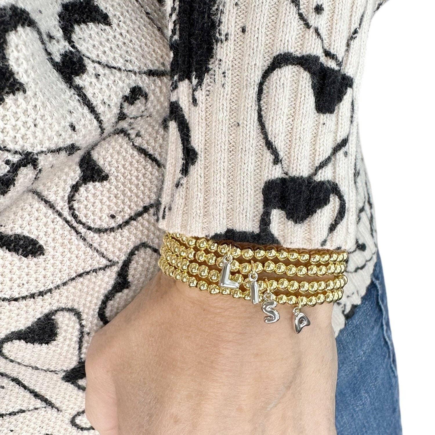 Lila Bubble Letter Initial Bracelet