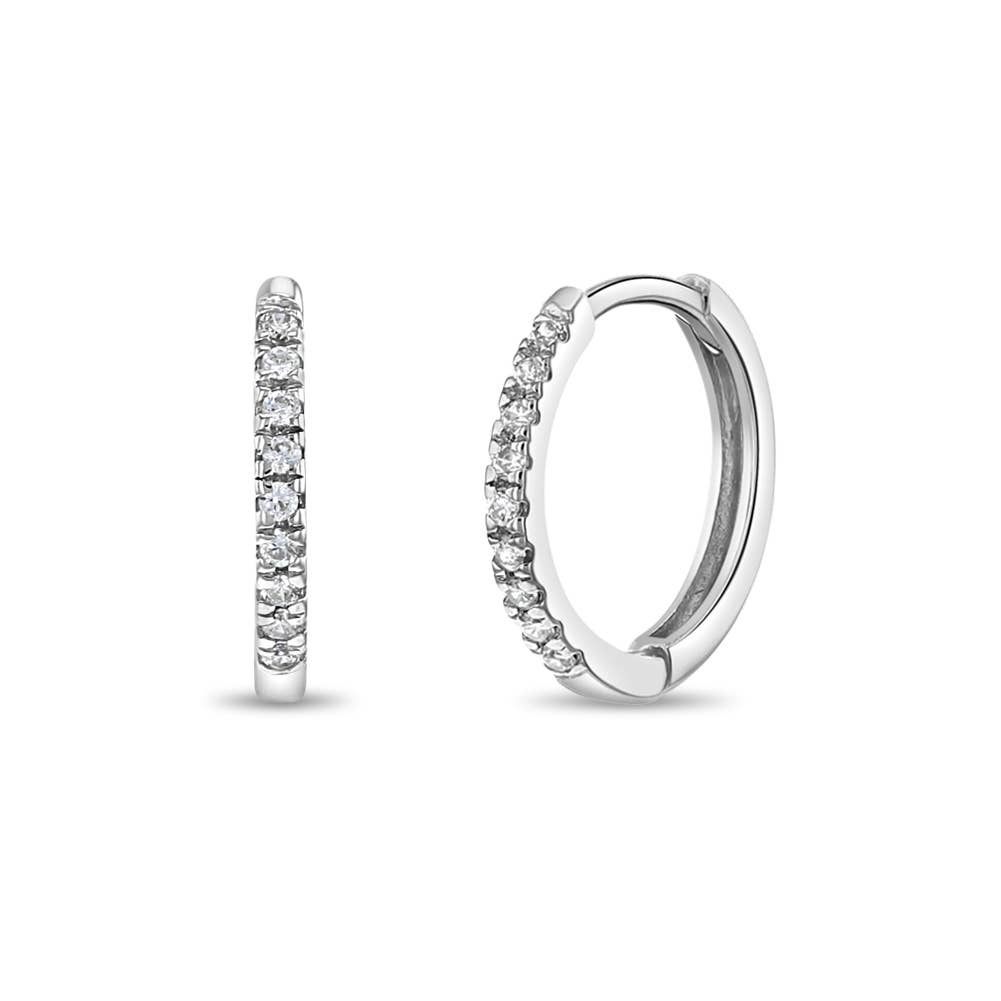 14k White Gold Clear 10mm Toddler / Kids / Girls Earrings