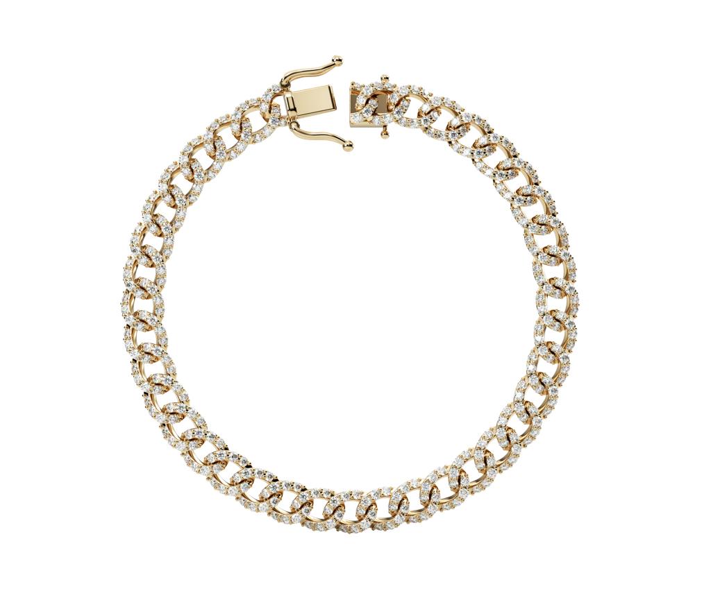 14k Yellow Gold Diamond Cuban Link Bracelet