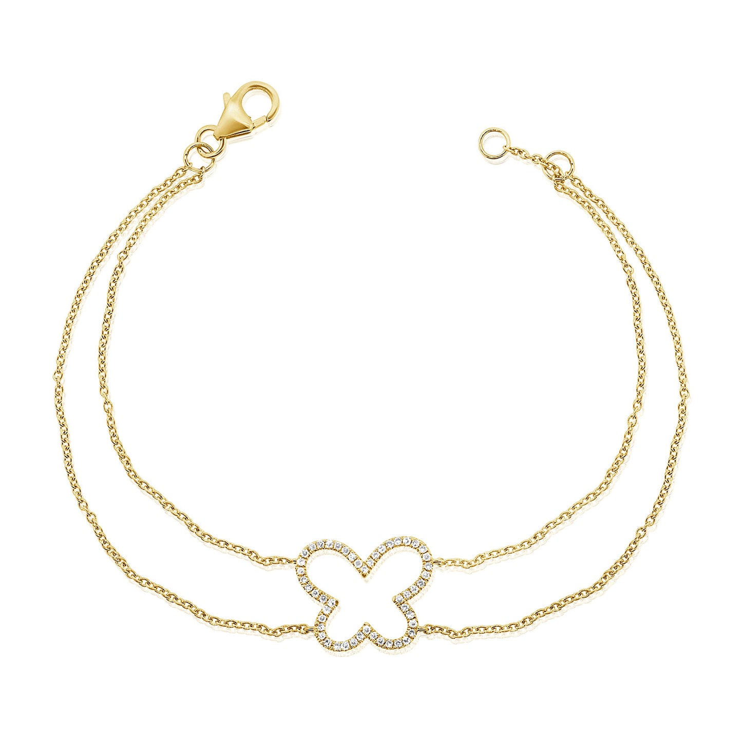 14k Gold Diamond Open Butterfly Bracelet