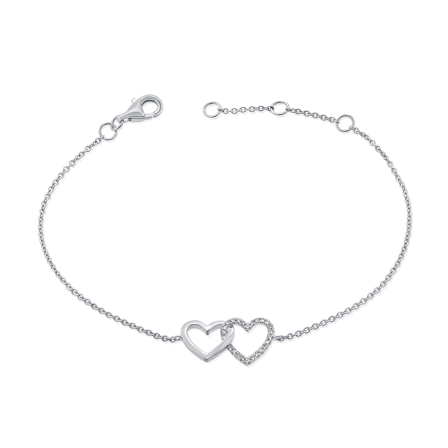 14k Gold Diamond Double Heart Bracelet