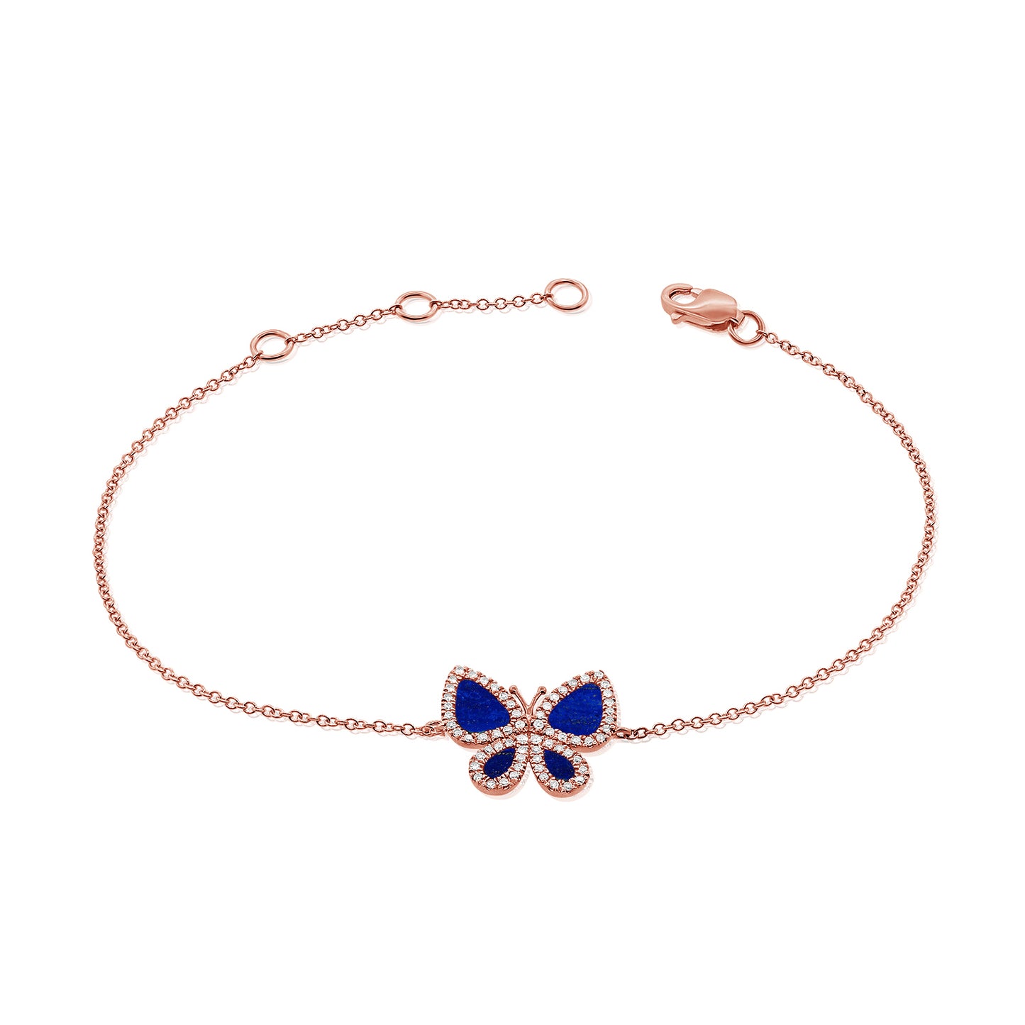 14k Gold Diamond and Lapis Ella Butterfly Bracelet