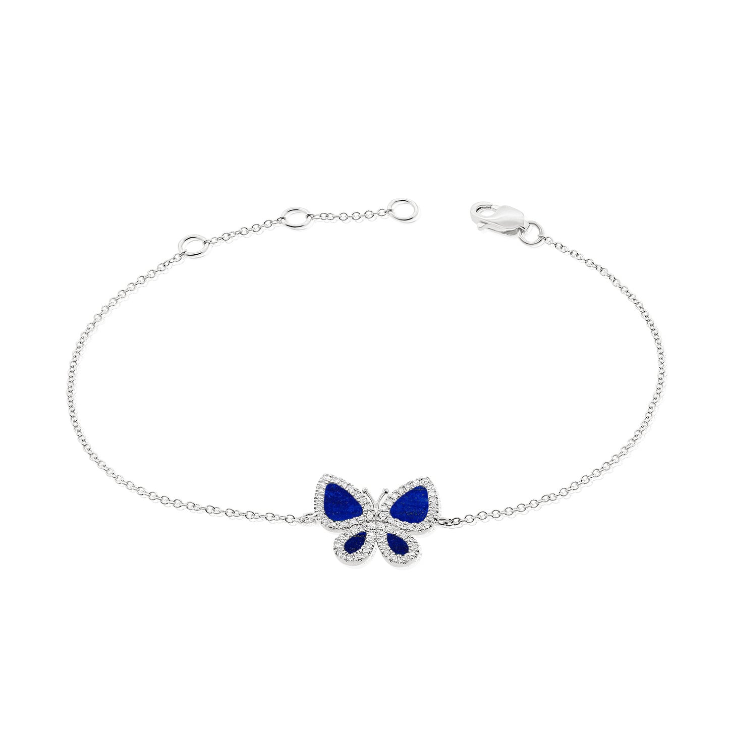 14k Gold Diamond and Lapis Ella Butterfly Bracelet