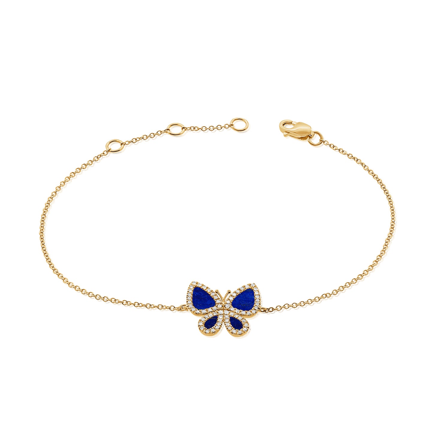 14k Gold Diamond and Lapis Ella Butterfly Bracelet