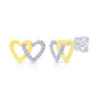 14k Gold Diamond Double Heart Studs