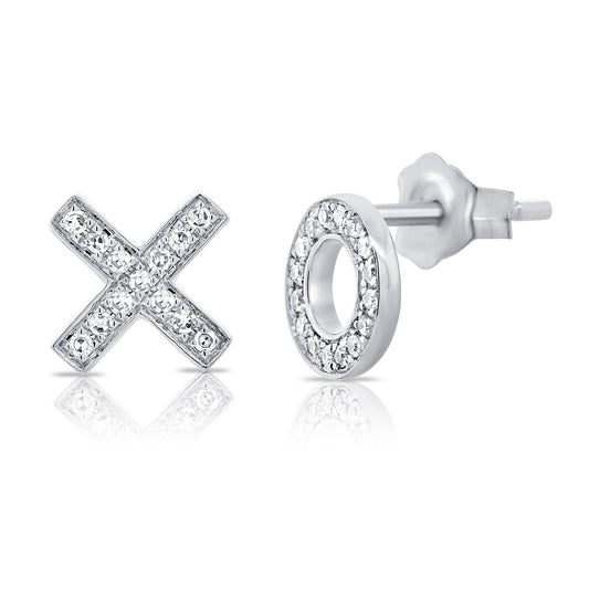 14k Gold Diamond XO Studs