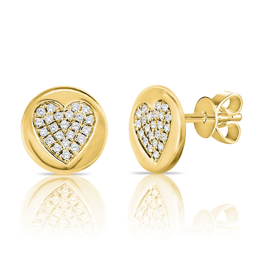 14k Gold Diamond Zoey Heart Studs