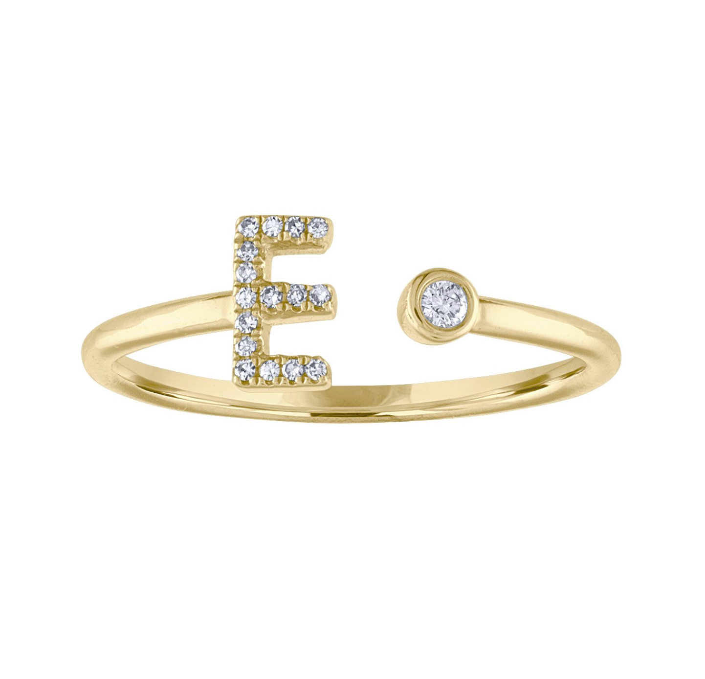 14k Gold Diamond Initial Ring
