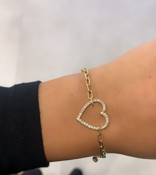 14K GOLD DIAMOND YAEL HEART BRACELET