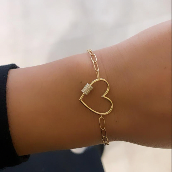 14k Gold Diamond Sharona Heart Bracelet