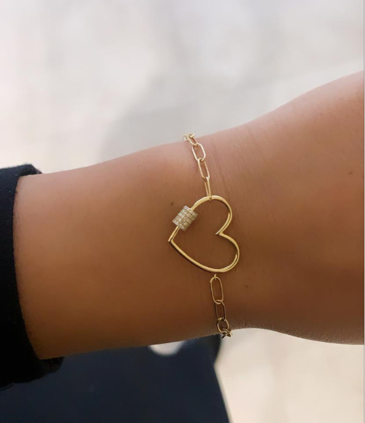 14k Gold Diamond Sharona Heart Bracelet