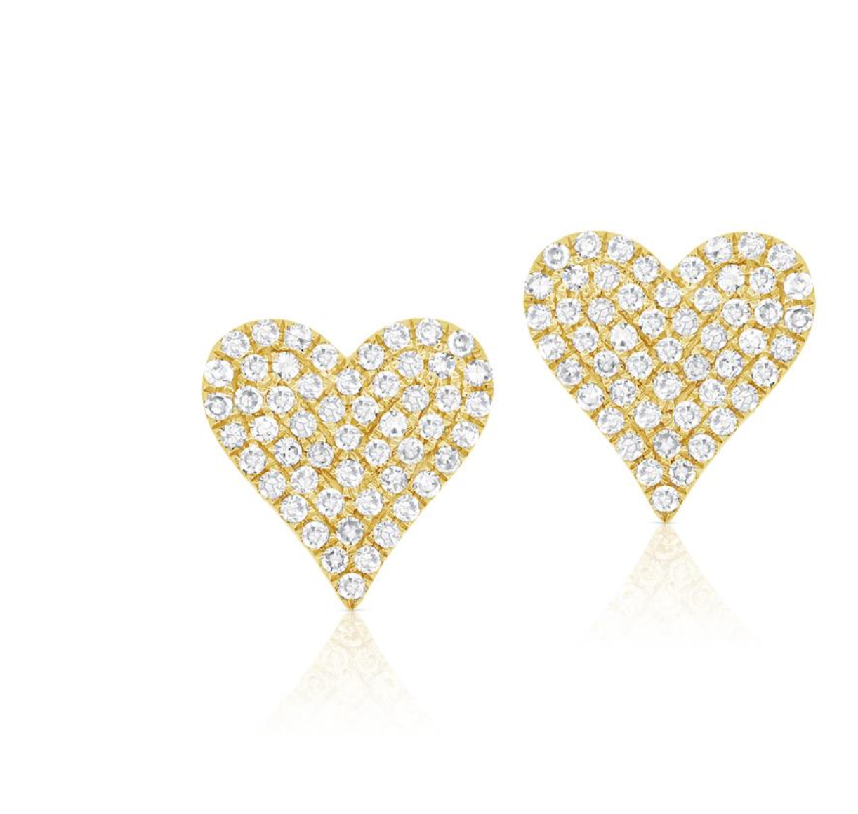 14k Gold Diamond Pave Heart Studs