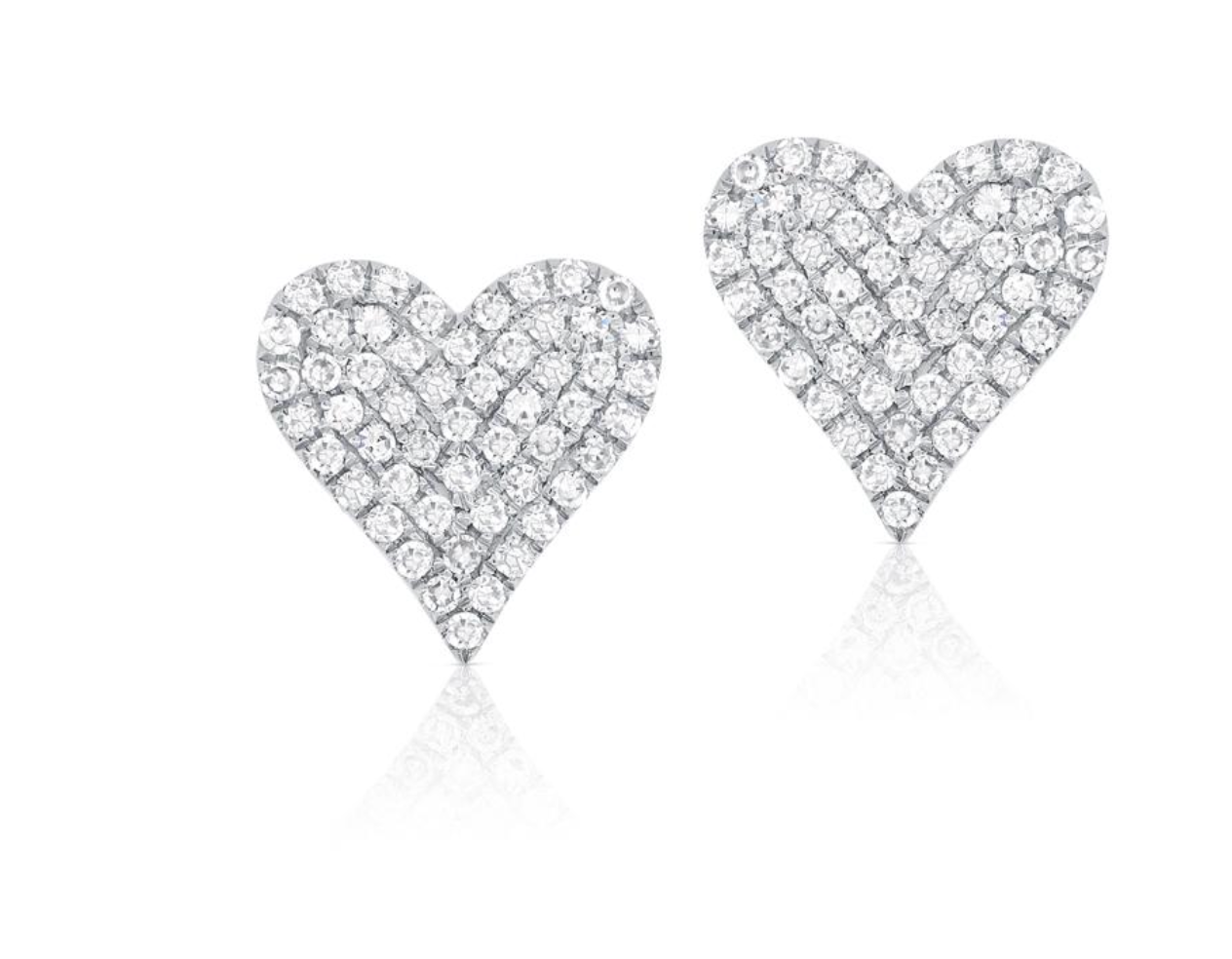 14k Gold Diamond Pave Heart Studs