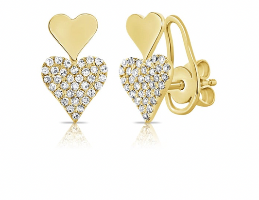 14k Gold Diamond Celia Heart Studs