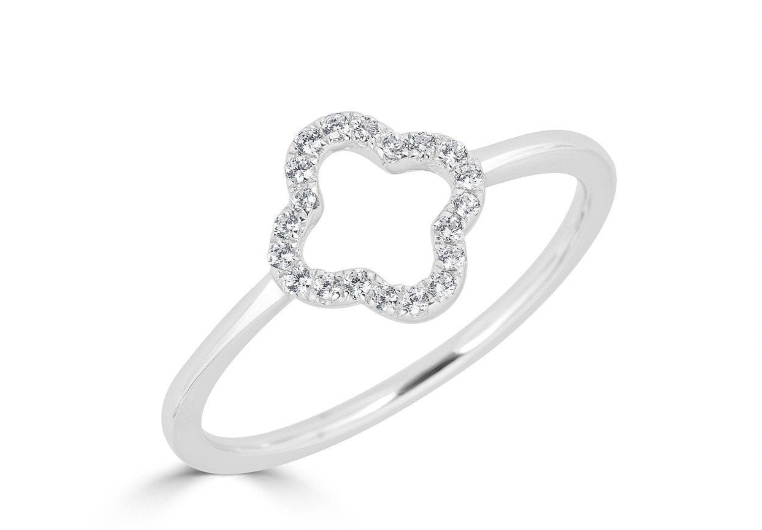 14K GOLD DIAMOND OPEN CLOVER RING