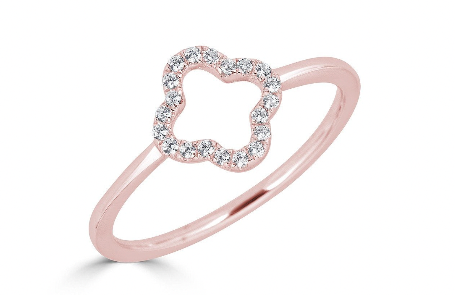 14K GOLD DIAMOND OPEN CLOVER RING