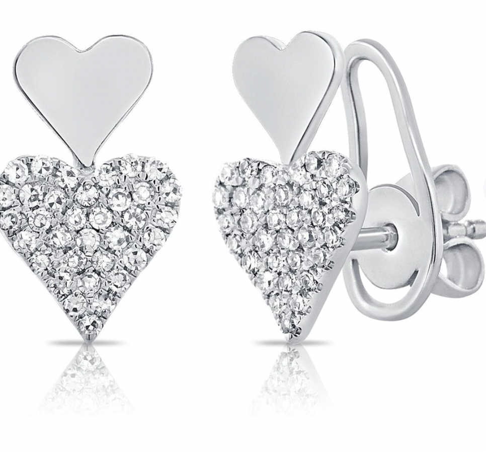 14k Gold Diamond Celia Heart Studs