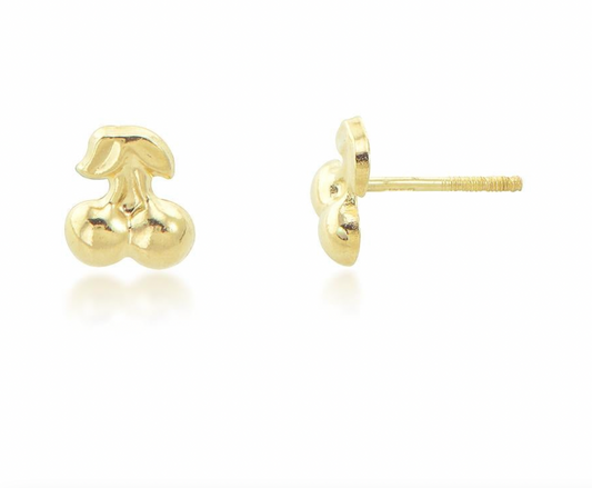 14k Gold Baby Cherry Earrings