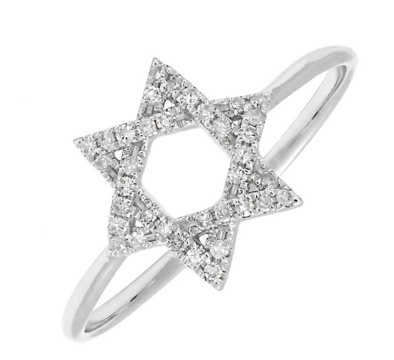 14K GOLD DIAMOND STAR of DAVID RING