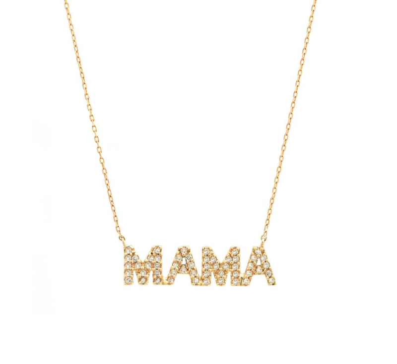 14k Gold Diamond Mama Necklace