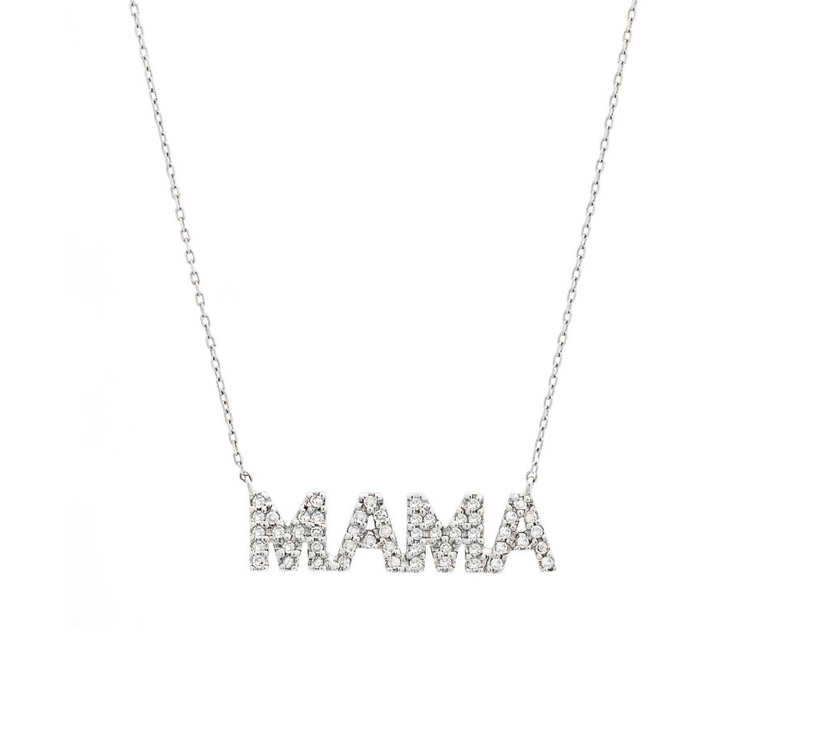 14k Gold Diamond Mama Necklace