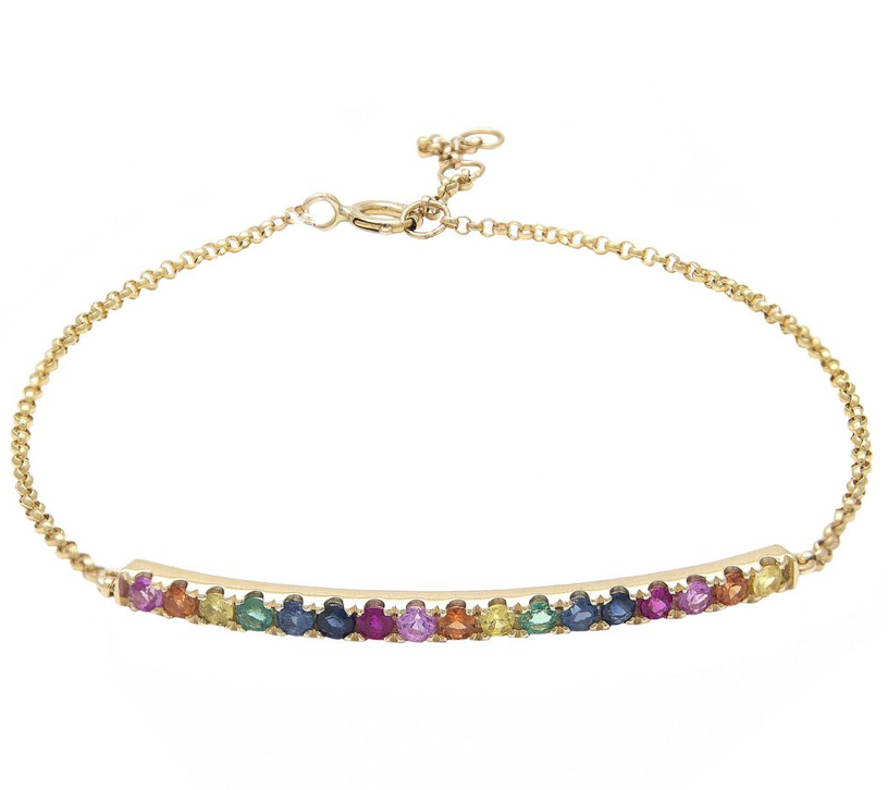 14k Gold Rainbow Bar Bracelet