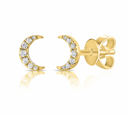 14k Gold Diamond Selah Moon Studs