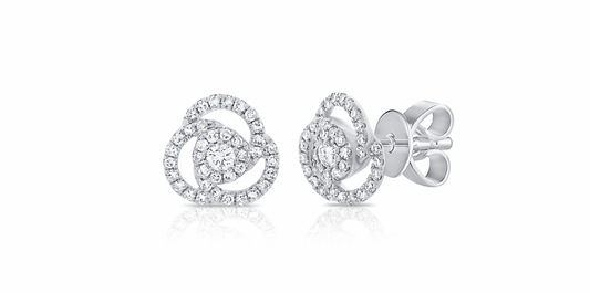 14k Gold Diamond Flower Studs