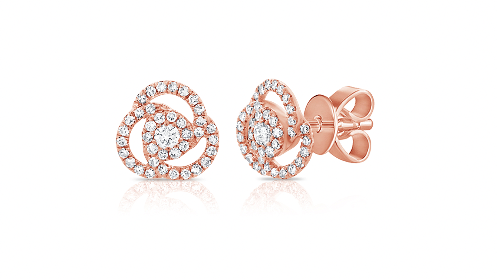 14k Gold Diamond Flower Studs