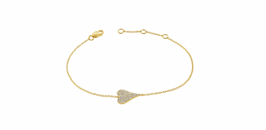 14k Gold Diamond Large Skinny Heart Bracelet