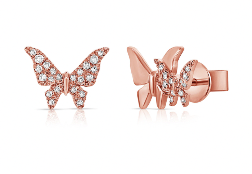 14k Gold Diamond Shayna Butterfly Studs