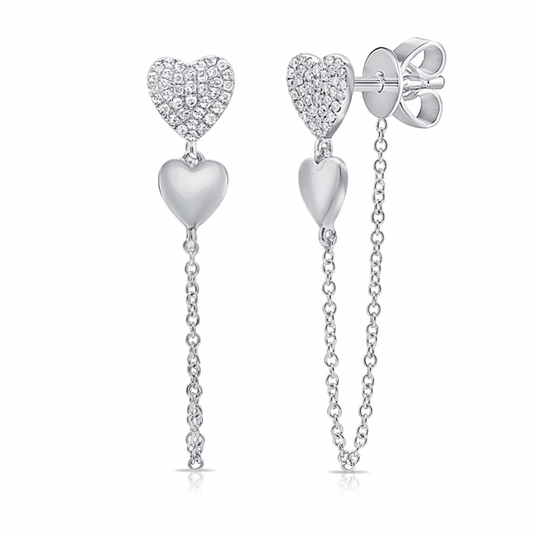 14k Gold Diamond Evelyn Heart Earrings