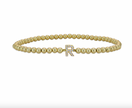 14K GOLD FILLED INITIAL BEADED BRACELET