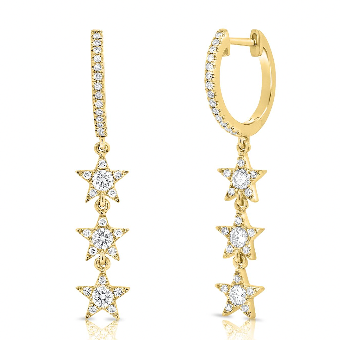 14k Gold Diamond Rosie Star Huggies
