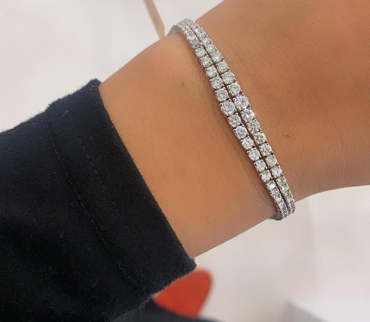 14K WHITE GOLD DIAMOND DOUBLE ROW TENNIS BRACELET