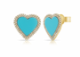 14k Gold Diamond Turquoise Heart Studs