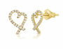 14k Gold Diamond Script Heart Stud