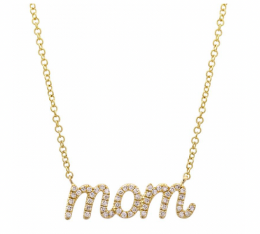 14k Gold Diamond Sweet Mom Necklace