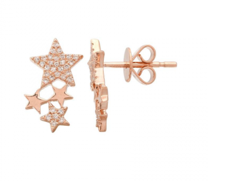 14k Gold Diamond Cluster Star Studs