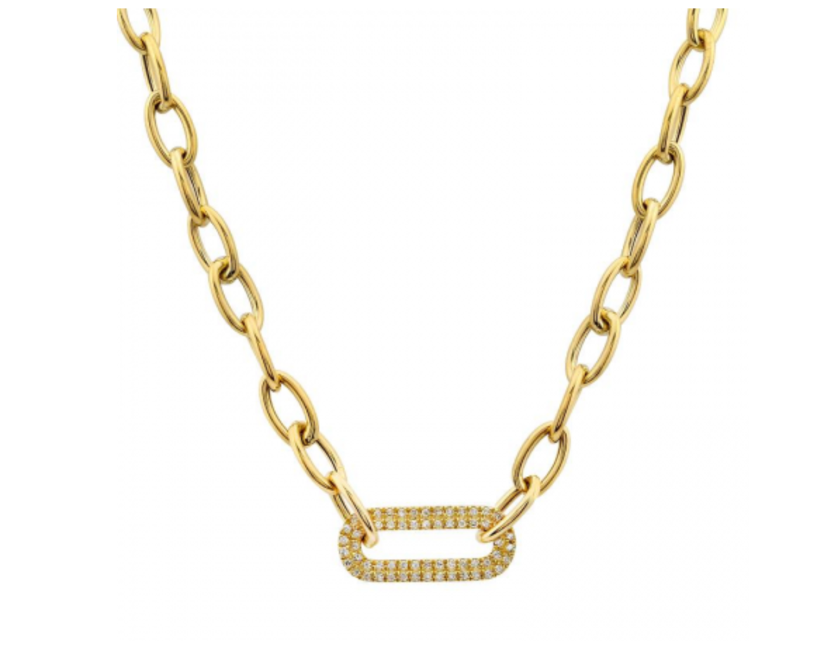 14K GOLD DIAMOND PAPERCLIP LINK NECKLACE