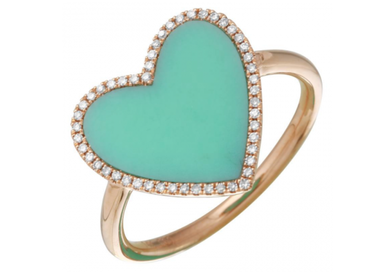 14K ROSE GOLD TURQUOISE HEART RING