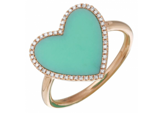 14K ROSE GOLD TURQUOISE HEART RING