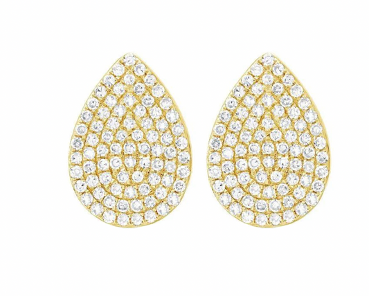 14k Gold Diamond Large Pave Pear Studs