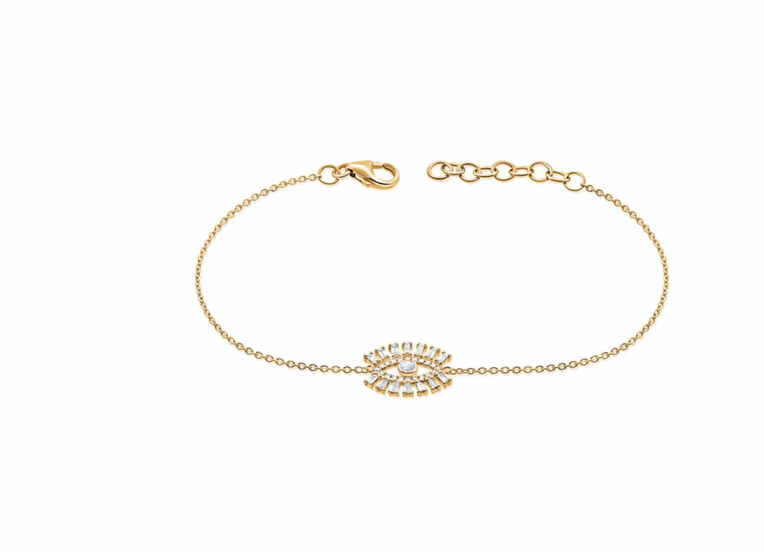 14k Gold Diamond Baguette Eye Bracelet