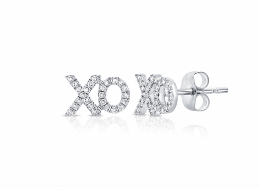 14k Gold Diamond Pave XO Studs