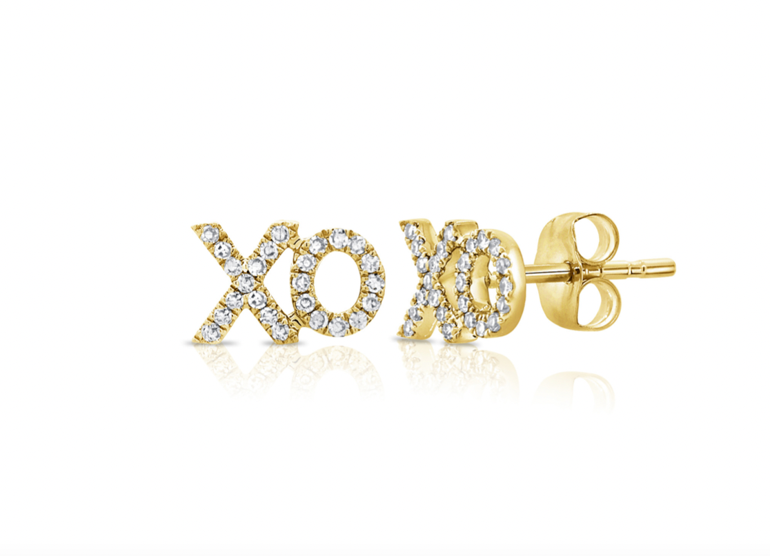 14k Gold Diamond Pave XO Studs