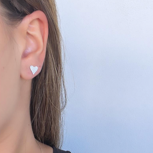14k Gold Diamond Small Skinny Heart Studs