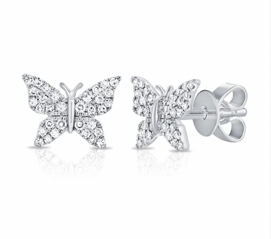 14k Gold Diamond Classic Butterfly Studs