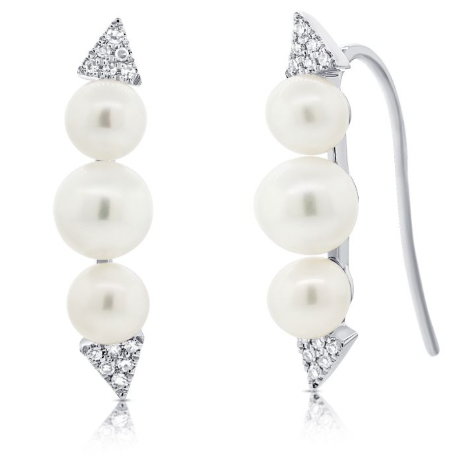 14k Gold Diamond Pearl Arrow Crawlers