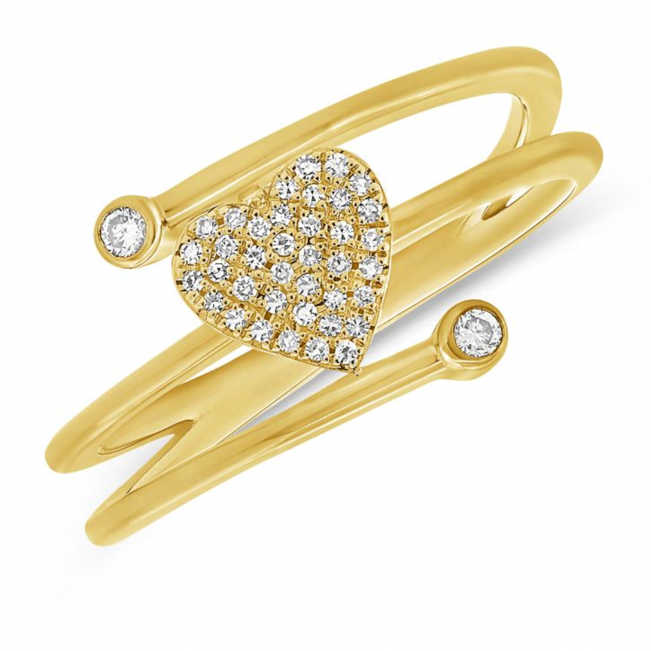 14k Gold Diamond Wrap Around Heart Ring